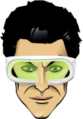 Скибл в белых очках с зеленым сканером