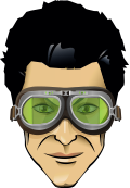 Скибл в современных очках авиатор с зелеными стеклами